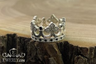 Серебряное кольцо женское Корона, фото